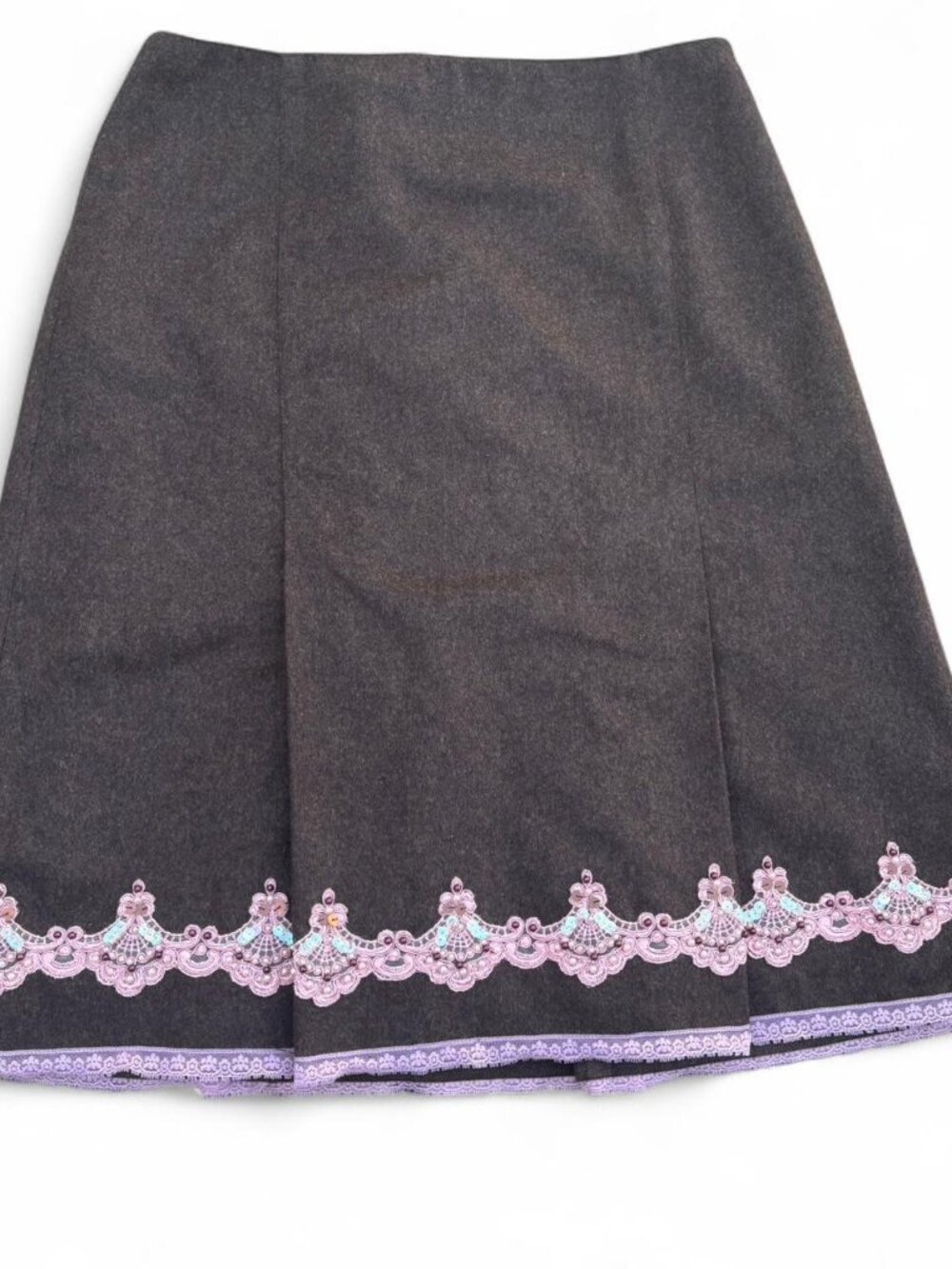 Y2k or 90s Express brown and pink wool midi skirt.